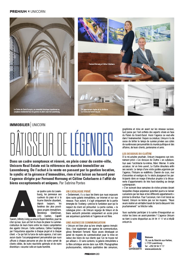 PREMIUM MAGAZINE Unicorn : Bâtisseur de légendes